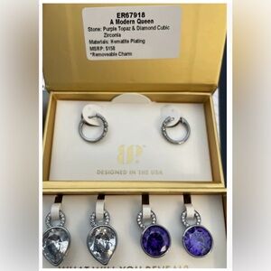 Bomb Party Charming Hoops 2025 ER67918 A Modern Queen Hematite Purple Topaz CZ